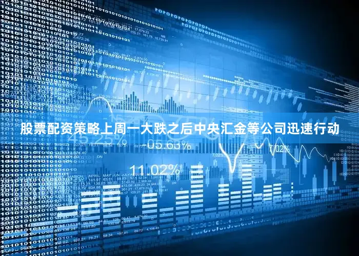 股票配资策略上周一大跌之后中央汇金等公司迅速行动